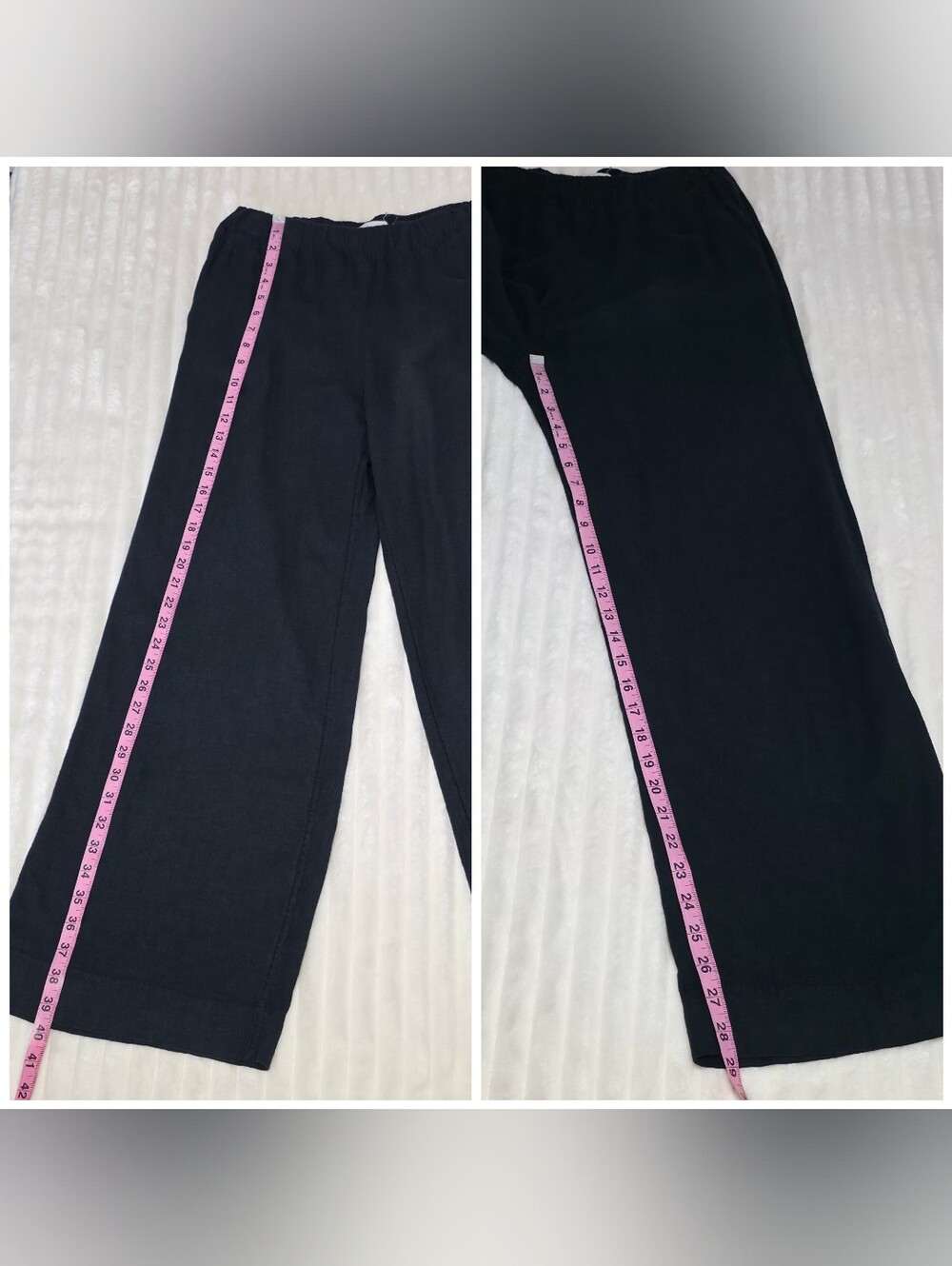 Abercrombie&Fitch Linen-Blend Wide Leg Pull-On Pants, Black, Elastic Waist, XS - Picture 3 of 10